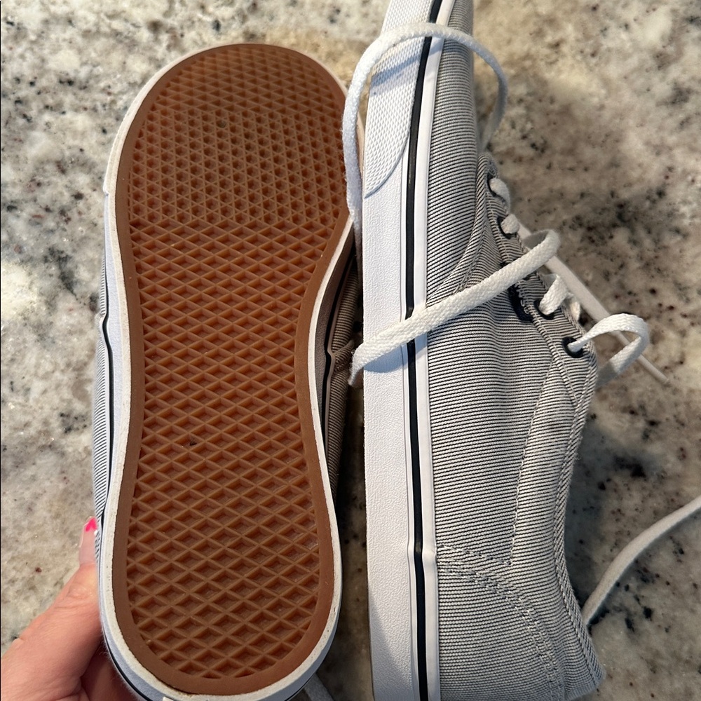 Navy and white stripped Vans - Picture 8 of 9